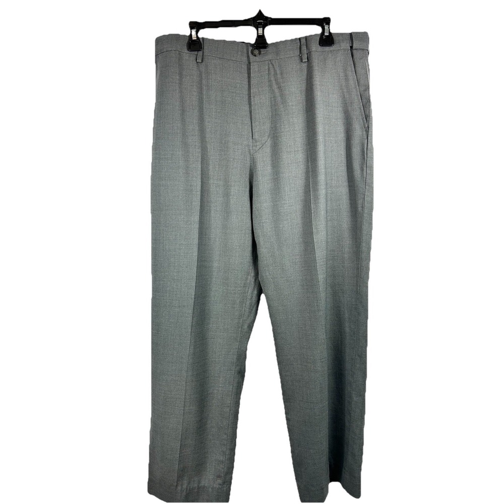 LL Bean Comfort Waist Wool Dress Pants 36x30 Grey Trousers Dark Academia Preppy‎